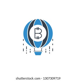 bitcoin balloon for bubble concept icon