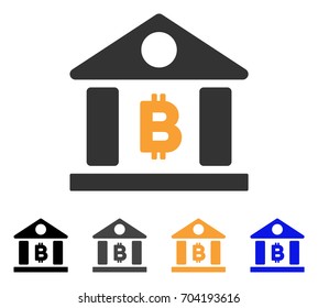 Bitcoin Bank Building icon. Vector illustration style is flat iconic symbol with black, gray, orange, blue color variants. Designed for web and software interfaces.