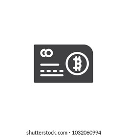 Bitcoin bank card vector icon. filled flat sign for mobile concept and web design. Cryptocurrency credit card simple solid icon. Symbol, logo illustration. Pixel perfect vector graphics