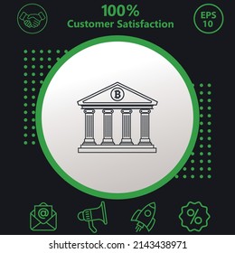 Bitcoin bank icon. Background consisting of green and black colors. modern design
