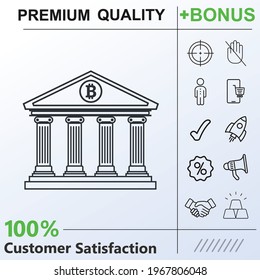 Bitcoin bank icon graphic elements for your work
