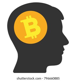 Bitcoin Banker Head vector icon. Style is flat graphic symbol.