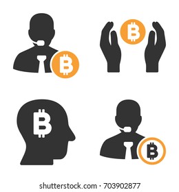 Bitcoin Banker vector icon set. Style is bicolor flat symbols.