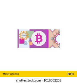Bitcoin banknote illustration.