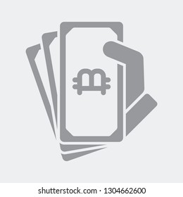 Bitcoin banknote pay icon