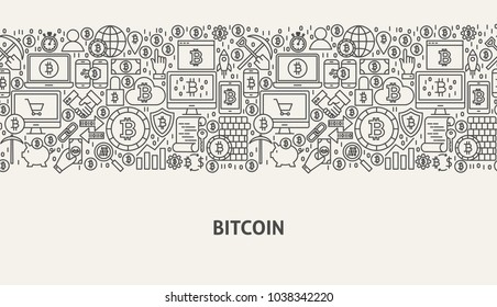 Bitcoin Banner Concept. Vector Illustration of Line Web Design.