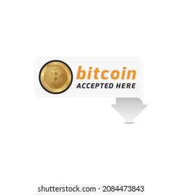 bitcoin banner tow color with text "bitcoin accepted here". eps 10 vector illustration.