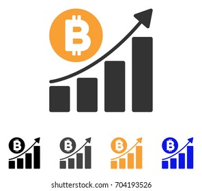 Bitcoin Bar Chart Trend icon. Vector illustration style is flat iconic symbol with black, grey, orange, blue color variants. Designed for web and software interfaces.