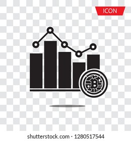 Bitcoin Bar Chart Trend pictograph icon vector isolated on white background.