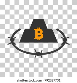 Bitcoin Barbwire Citadel vector icon. Illustration style is flat iconic symbol on a chess transparent background.
