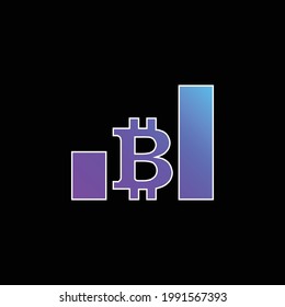 Barras de bitcoin Gráfica ascendente del icono del vector gradiente azul de aumento de dinero