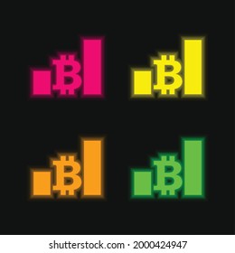 Bitcoin Bars Ascendant Graphic of Increey vier Farben leuchtend neon Vektorsymbol