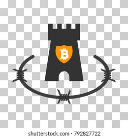 Bitcoin Bastion vector icon. Illustration style is flat iconic symbol on a chess transparent background.
