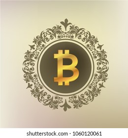 Bitcoin in a beautiful frame. Vector