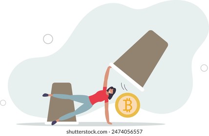 Bitcoin bet, cryptocurrency investment or make profit and rich from BTC gambling game concept.flat illustration.