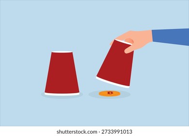 Aposta Bitcoin, jogando adivinhação à mão, revela os ganhos com uma moeda Bitcoin física sob vidro real