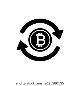 Bitcoin Between Two Arrows Swap Representing Currency Exchange