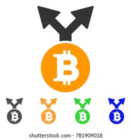 Bitcoin Bifurcation icon. Vector illustration style is a flat iconic bitcoin bifurcation symbol with gray, green, blue, yellow color variants. Designed for web and software interfaces.