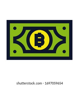 Bitcoin Bill. Icono de color del vector simple.