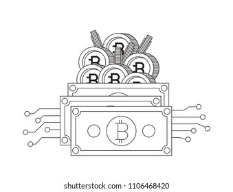 bitcoin and bills commerce technology icon