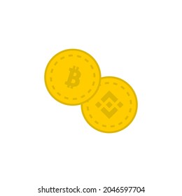 Bitcoin and Binance icon isolated on white background. Cryptocurrency symbol modern, simple, vector, icon for website design, mobile app, ui. Vector Illustration
