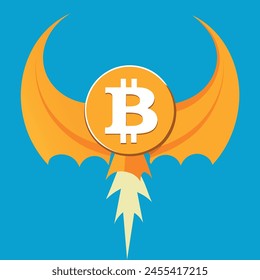 bitcoin bird, bitcoin flying, bitcoin soaring, coin, finance, golden wings, finance