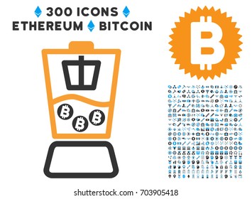 Bitcoin Blender icon with 300 blockchain, cryptocurrency, ethereum, smart contract design elements. Vector illustration style is flat iconic symbols.