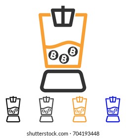 Bitcoin Blender icon. Vector illustration style is flat iconic symbol with black, gray, orange, blue color variants. Designed for web and software interfaces.