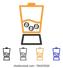Bitcoin Blender icon. Vector illustration style is flat iconic symbol with black, gray, orange, blue color variants. Designed for web and software interfaces.