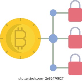 bitcoin block chain flat icon design