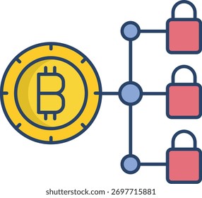 bitcoin block chain linear color icon design