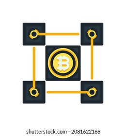 Bitcoin, block chain, network filled outline icons. Vector illustration. Editable stroke. Isolated icon suitable for web, infographics, interface and apps.
