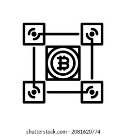 Bitcoin, block chain, network outline icons. Vector illustration. Editable stroke. Isolated icon suitable for web, infographics, interface and apps.