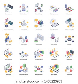 
Bitcoin Block chain Vector Icons 
