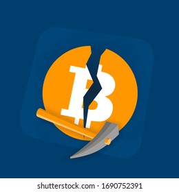 bitcoin block reward halving cryptocurrency blockchain network technology. Vector illustration