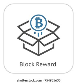 Bitcoin Block Reward Icon. Modern computer network technology sign. Digital graphic symbol. Bitcoin mining. Concept design elements.
