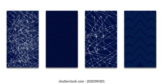 Bitcoin y fondo azul blockchain. tecnología de valores moderna. historia de comercio abstracto en medios sociales