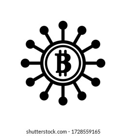 Bitcoin, blockchain, btc, coin, crypto, cryptocurrency icon vector eps trendy design template logo signage illustration clip art