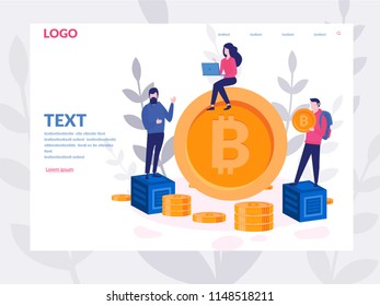 Bitcoin Blockchain Concept for web page, banner, presentation, social media, smart team. Vector illustration making investments for bitcoin and blockchain. mining farm, cryptocurrency, server room