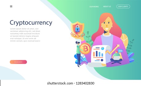 Bitcoin Blockchain Concept for web page, banner, presentation, social media . Vector illustration making investments for bitcoin and blockchain. mining farm, cryptocurrency, online money
