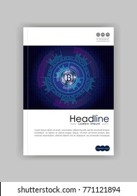 Bitcoin blockchain cryptocurrency cover banner design. Vector.