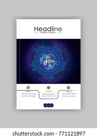 Bitcoin blockchain cryptocurrency cover banner design. Vector.
