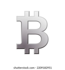 Icono de grises criptodivisa de Bitcoin blockchain. Concepto de financiación de código abierto. Ilustración del vector aislada en fondo blanco
