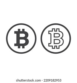 Icono de grises criptodivisa de Bitcoin blockchain. Concepto de financiación de código abierto. Ilustración del vector aislada en fondo blanco