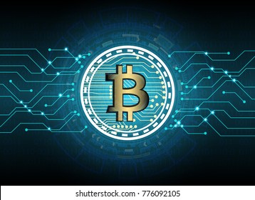 bitcoin and blockchain digital technology, virtual currency blockchain technology concept.