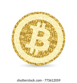 Bitcoin blockchain golden symbol. Cryptocurrency digital money concept