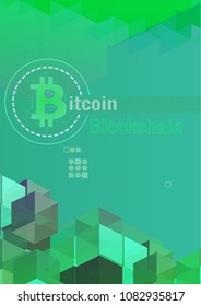 Bitcoin and blockchain graphic template background with space for text layout A4 size