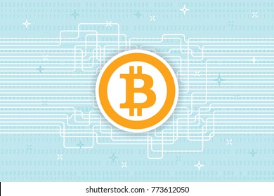 Bitcoin blockchain modern technology background. Cryptocurrency digital money concept