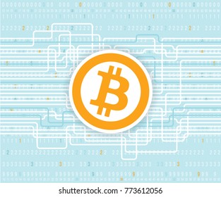 Bitcoin blockchain modern technology background. Cryptocurrency digital money concept