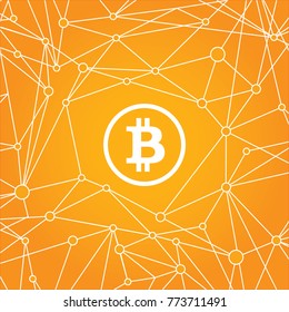 Bitcoin blockchain modern technology background. Cryptocurrency digital money concept